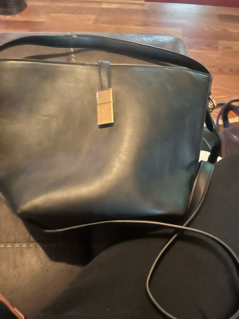 Classic Black Leather Shoulder Bag